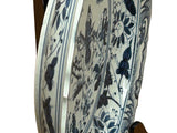 Chinese Blue White People Riding Horse Round Porcelain Display Plate ws4723S