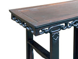 Vintage Dark Brown Wood Ming Style Ru Yi Apron Console Altar Table GB676S