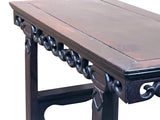 Vintage Dark Brown Wood Ming Style Ru Yi Apron Console Altar Table GB676S