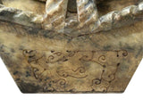Chinese Stone Carved Basket with Mythical Beasts, Archaic Motifs , Braided Handle ws5021S