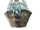 Chinese Stone Carved Basket with Mythical Beasts, Archaic Motifs , Braided Handle ws5021S