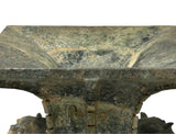 Green Gray Stone Carved Ritual Fengshui Ding Display Art ws4789S