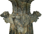 Green Gray Stone Carved Ritual Fengshui Ding Display Art ws4789S