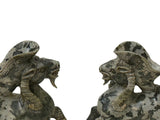 Pair Oriental Stone Carved Ram Wine Cup Holder Shaped Display Figures ws4953S