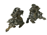 Pair Oriental Stone Carved Ram Wine Cup Holder Shaped Display Figures ws4953S