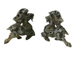Pair Oriental Stone Carved Ram Wine Cup Holder Shaped Display Figures ws4953S
