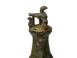Green Gray Stone Carved Ritual Fengshui Vase Jar Display Art ws4787S