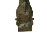 Green Gray Stone Carved Ritual Fengshui Vase Jar Display Art ws4787S