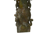 Green Gray Stone Carved Ritual Fengshui Vase Jar Display Art ws4787S