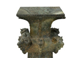 Green Gray Stone Carved Ritual Fengshui Ding Display Art ws4786S
