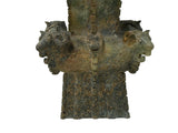 Green Gray Stone Carved Ritual Fengshui Ding Display Art ws4786S