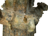 Green Gray Stone Carved Ritual Fengshui Ding Display Art ws4786S