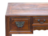 Vintage Brown Stain Patina Deep Rectangular Drawers Desk Table ws4967S