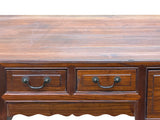 Vintage Brown Stain Patina Deep Rectangular Drawers Desk Table ws4967S