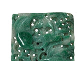 Natural Green Stone Koi Fishes Motif Carving Display Plaque Art ws4835S