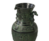 Archaistic Ancient Style Green Bronze Hu Form Ritual Vase Display Art ws4969S