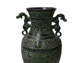 Archaistic Ancient Style Green Bronze Hu Form Ritual Vase Display Art ws4969S