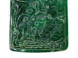 Natural Green Stone Dragon Motif Carving Display Plaque Art ws4800S