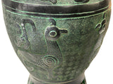 Archaistic Ancient Style Green Bronze Hu Form Ritual Vase Display Art ws4969S