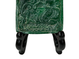 Natural Green Stone Dragon Motif Carving Display Plaque Art ws4800S