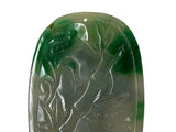 Oriental Colored Stone Bird Bat Motif Carving Display Plaque Art ws4836S