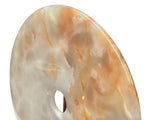 11.75" Natural White Brown Onyx Stone Round Fengshui Home Decor Display GB294S