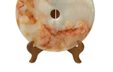 11.75" Natural White Brown Onyx Stone Round Fengshui Home Decor Display GB294S