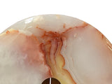 9.75" Natural White Brown Onyx Stone Round Fengshui Home Decor Display GB887S