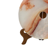9.75" Natural White Brown Onyx Stone Round Fengshui Home Decor Display GB887S