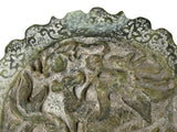 Green Gray Stone Dragon Carving Round Fengshui Plaque Display Art ws4761S