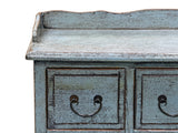 Distressed Pale Blue Curved Legs 6 Drawers Dresser Credenza Side Table ws4438S
