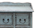 Distressed Pale Blue Curved Legs 6 Drawers Dresser Credenza Side Table ws4438S