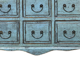 Distressed Pale Blue Curved Legs 6 Drawers Dresser Credenza Side Table ws4438S