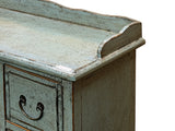 Distressed Pale Blue Curved Legs 6 Drawers Dresser Credenza Side Table ws4438S