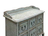 Distressed Pale Blue Curved Legs 6 Drawers Dresser Credenza Side Table ws4438S