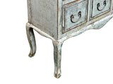 Distressed Pale Blue Curved Legs 6 Drawers Dresser Credenza Side Table ws4438S