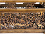 Vintage Chinese Brown Stain Ornate Relief Carving Motif Cart Shape Chest Table ws4664S