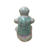 Set 3 Vintage Gray Green Dress No Evils Ceramic Art Monkey Figures ws4739S
