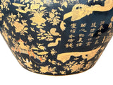 Oriental Vintage Porcelain Black Copper Color People Graphic Pot Planter ws3932S