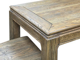 Oriental Light Wood Rough Grain Rectangular Dining Table 4 Chairs Set ws4932S