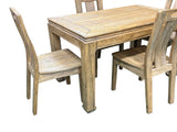 Oriental Light Wood Rough Grain Rectangular Dining Table 4 Chairs Set ws4932S