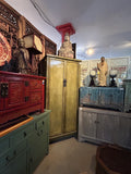 Oriental Distressed Light Olive Green Tall Narrow Noodle Cabinet Armoire ws4337S