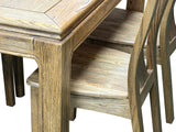 Oriental Light Wood Rough Grain Rectangular Dining Table 4 Chairs Set ws4932S