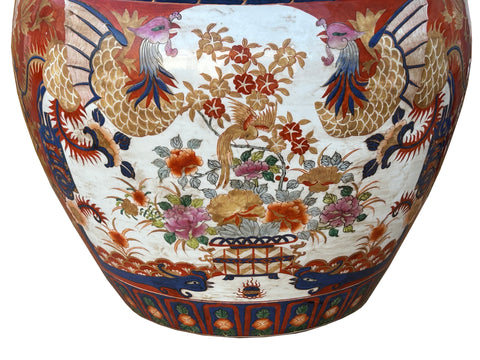 oriental style plant pots Oriental Vintage Porcelain Red Copper Color Phoenix Graphic Pot Plante – Golden Lotus Antiques