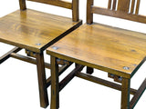 Pair Zen Oriental Straight Legs Bars Backrest Solid Wood Chairs ws4939S