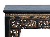 Chinese Vintage Black Golden Carving Motif Tall Altar Console Table ws4674S