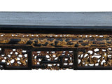 Chinese Vintage Black Golden Carving Motif Tall Altar Console Table ws4674S