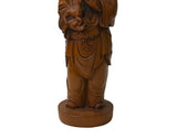 Chinese Boxwood Longevity Goddess Holding Baby Deer Statue ws4898S