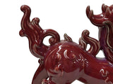 Chinese Artistic Purple Red Oxblood Color Glaze Ceramic Fengshui Pixiu Figure GB311S