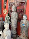 Chinese Gray Brown Stone Carved Standing Medicine Buddha Statue cs4298S